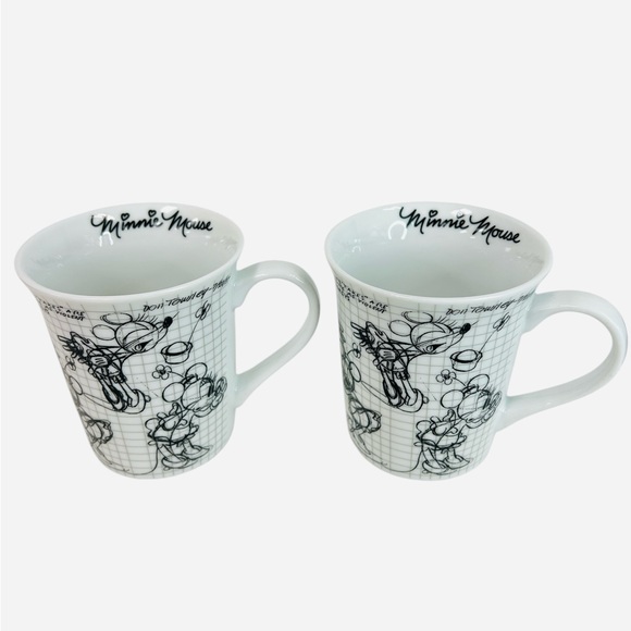 Tracey Porter Coffee Tea Mugs Disney Sketch Book Minnie Mouse Set of 2 - Picture 2 of 9
